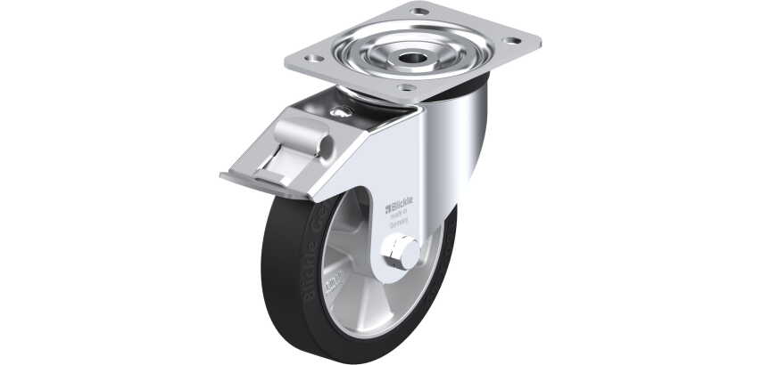 BLICKLE - Roulette pivotante à frein Ø 160mm bandage caoutchouc NR 300kg - L-ALEV 161K-FI