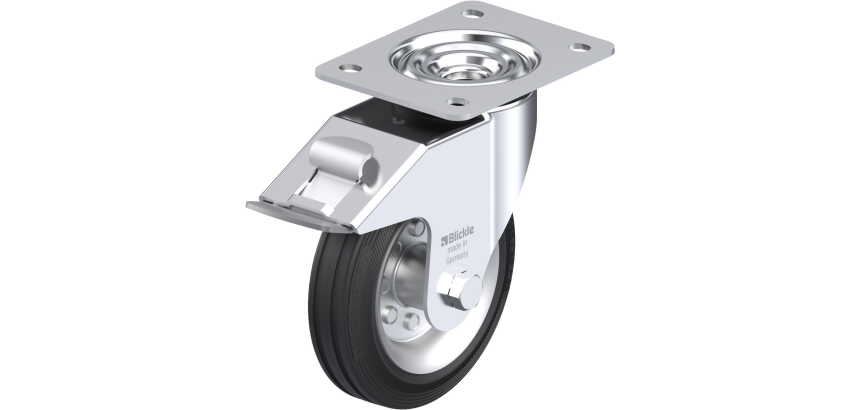 BLICKLE - Roulette pivotante à frein Ø 150mm bandage caoutchouc SBR 135kg - LE-VE 150R-FI