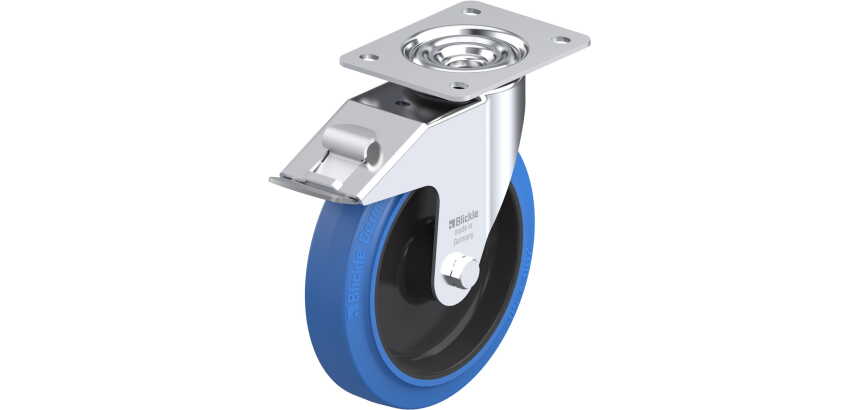 BLICKLE - Roulette pivotante à frein Ø 200mm bandage caoutchouc NR 300kg - LE-POEV 200R-FI-SB