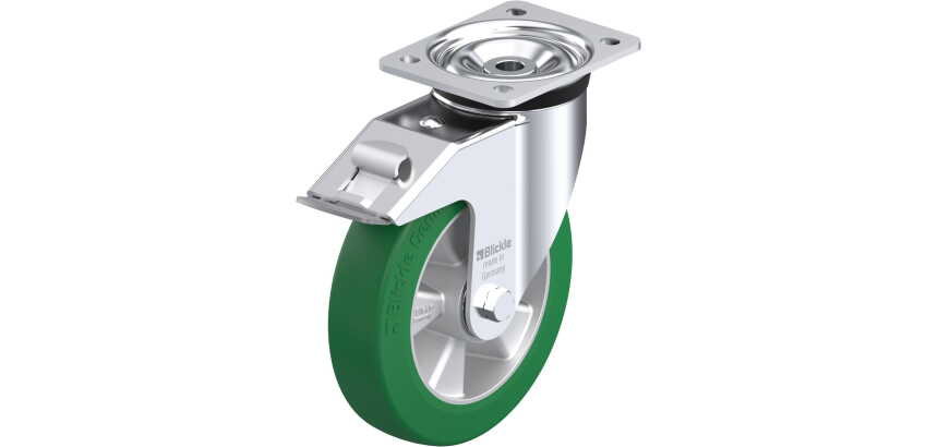 BLICKLE - Roulette pivotante à frein Ø 200mm bandage polyuréthane PU 600kg - LK-ALST 200K-FI