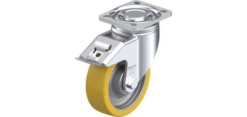 BLICKLE - Roulette pivotante à frein Ø 125mm bandage polyuréthane PU 550kg - LH-GTH 125K-1-FI