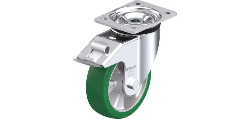 BLICKLE - Roulette pivotante à frein Ø 160mm bandage polyuréthane PU 580kg - LK-ALST 160K-FI