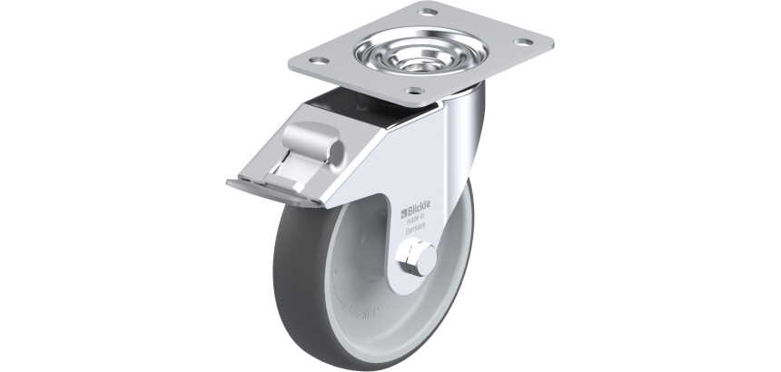 BLICKLE - Roulette pivotante à frein Ø 160mm bandage polyuréthane TPU 300kg - LE-PATH 160G-FI