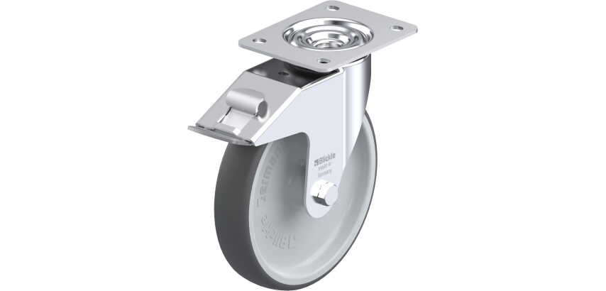 BLICKLE - Roulette pivotante à frein Ø 200mm bandage polyuréthane TPU 300kg - LE-PATH 200G-FI
