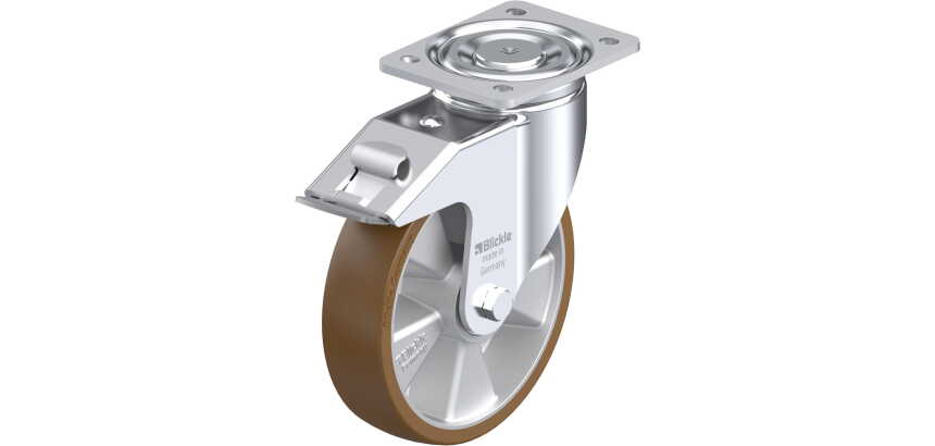 BLICKLE - Roulette pivotante à frein Ø 200mm bandage polyuréthane PU 800kg - LH-ALB 200K-FI