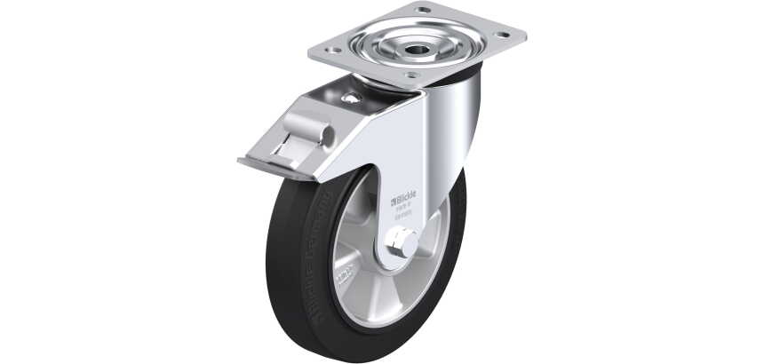 BLICKLE - Roulette pivotante à frein Ø 200mm bandage caoutchouc NR 400kg - L-ALEV 200K-FI