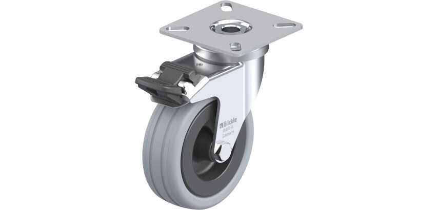 BLICKLE - Roulette pivotante à frein Ø 75mm bandage caoutchouc SBR 60kg - LPA-VPA 75G-FI