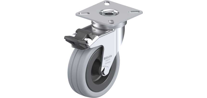 BLICKLE - Roulette pivotante à frein Ø 75mm bandage caoutchouc SBR 60kg - LPA-VPA 75G-FI