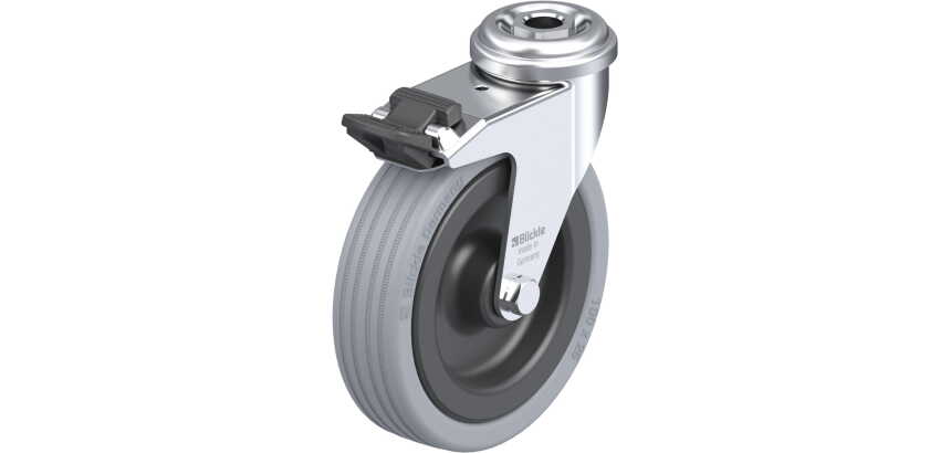 BLICKLE - Roulette pivotante à frein Ø 100mm bandage caoutchouc SBR 70kg - LRA-VPA 100G-FI