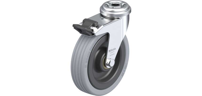 BLICKLE - Roulette pivotante à frein Ø 100mm bandage caoutchouc SBR 70kg - LRA-VPA 100K-FI