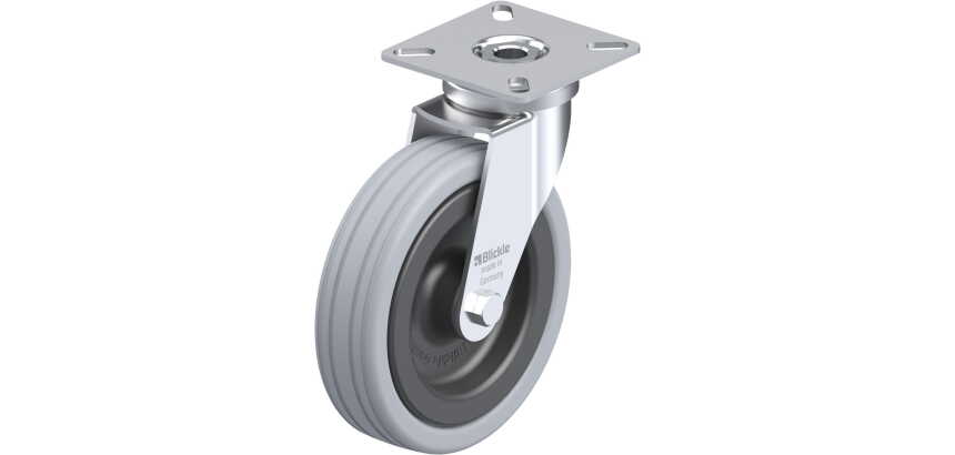 BLICKLE - Roulette pivotante Ø 100mm bandage caoutchouc SBR 70kg - LPA-VPA 100G