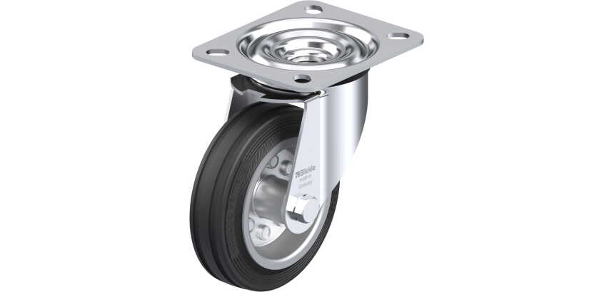 BLICKLE - Roulette pivotante Ø 100mm bandage caoutchouc SBR 70kg - LE-VE 100R
