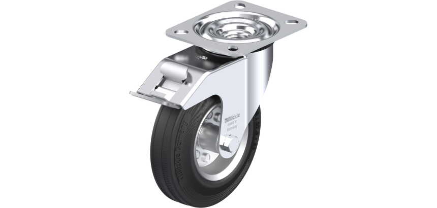 BLICKLE - Roulette pivotante à frein Ø 125mm bandage caoutchouc SBR 100kg - LE-VE 125R-FI