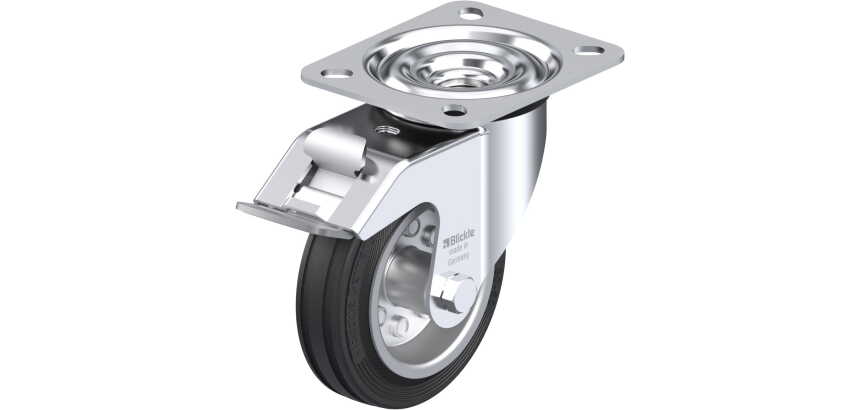 BLICKLE - Roulette pivotante à frein Ø 100mm bandage caoutchouc SBR 70kg - LE-VE 100R-FI