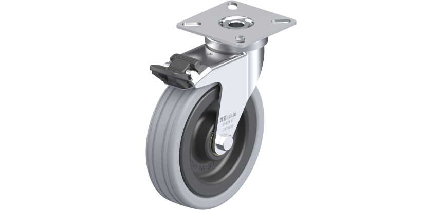 BLICKLE - Roulette pivotante à frein Ø 100mm bandage caoutchouc SBR 70kg - LPA-VPA 100K-FI