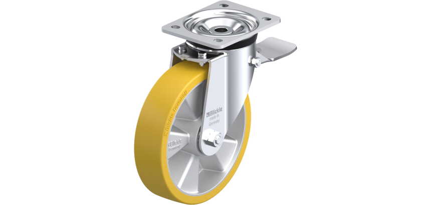 BLICKLE - Roulette pivotante à frein Ø 200mm bandage polyuréthane PU 600kg - LK-ALTH 200K-ST