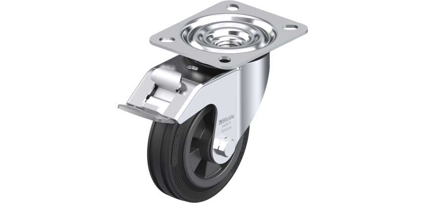 BLICKLE - Roulette pivotante à frein Ø 100mm bandage caoutchouc SBR 70kg - LE-VPP 100R-FI
