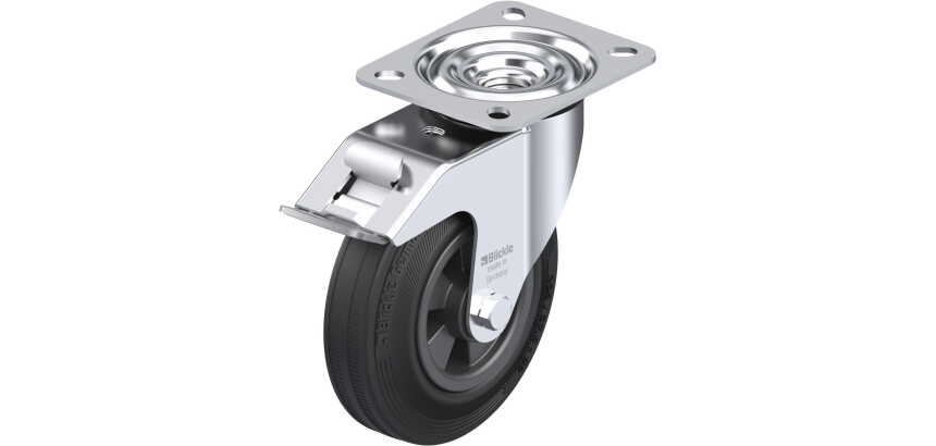 BLICKLE - Roulette pivotante à frein Ø 125mm bandage caoutchouc SBR 100kg - LE-VPP 125R-FI