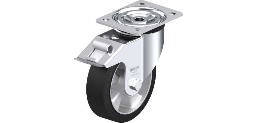 BLICKLE - Roulette pivotante à frein Ø 160mm bandage caoutchouc NR 400kg - L-ALEV 160K-FI