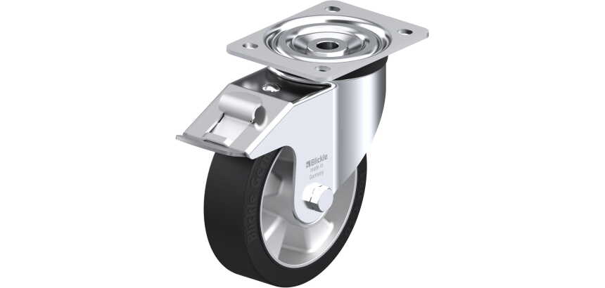 BLICKLE - Roulette pivotante à frein Ø 160mm bandage caoutchouc NR 400kg - L-ALEV 160K-FI