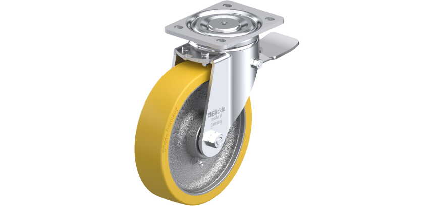 BLICKLE - Roulette pivotante à frein Ø 200mm bandage polyuréthane PU 900kg - LH-GTH 200K-ST