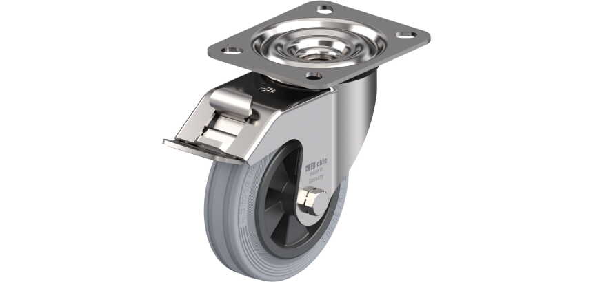 BLICKLE - Roulette pivotante à frein Ø 100mm bandage caoutchouc SBR 70kg - LEX-VPP 100G-FI-SG
