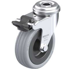 BLICKLE - Roulette pivotante à frein Ø 75mm bandage caoutchouc SBR 60kg - LRA-VPA 75G-FI