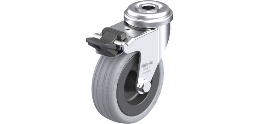 BLICKLE - Roulette pivotante à frein Ø 75mm bandage caoutchouc SBR 60kg - LRA-VPA 75G-FI