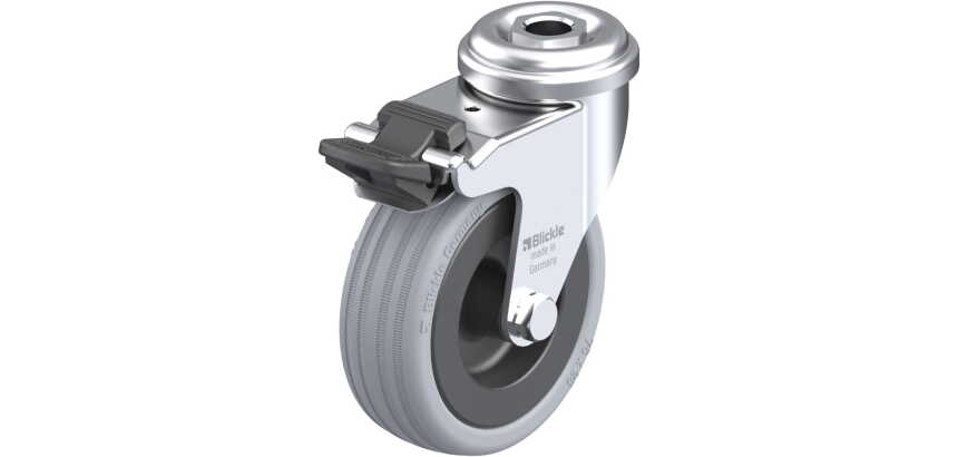 BLICKLE - Roulette pivotante à frein Ø 75mm bandage caoutchouc SBR 60kg - LRA-VPA 75G-FI