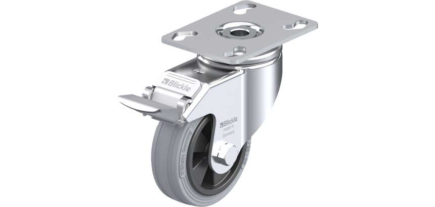 BLICKLE - Roulette pivotante à frein Ø 80mm bandage caoutchouc SBR 80kg - LKPA-VPA 80G-FI