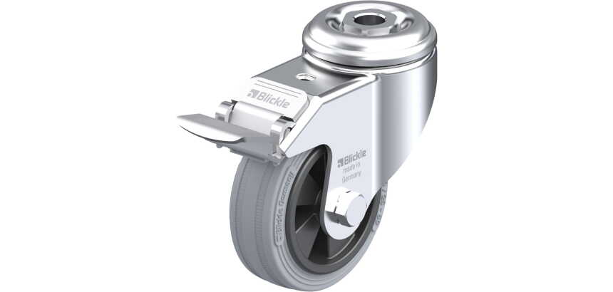 BLICKLE - Roulette pivotante à frein Ø 80mm bandage caoutchouc SBR 80kg - LKRA-VPA 80G-FI