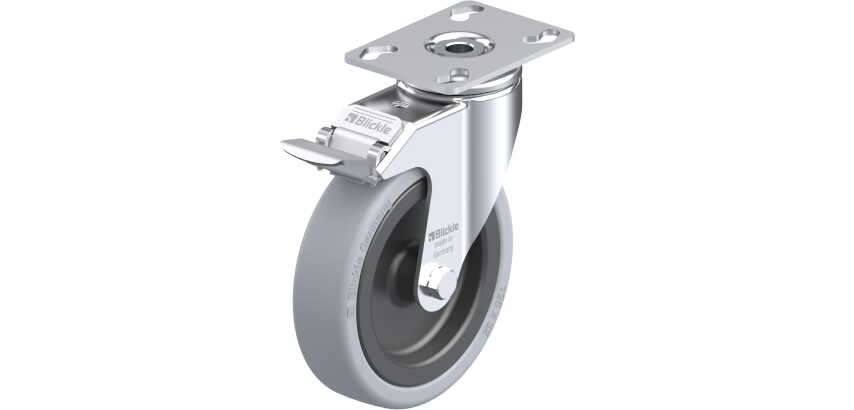 BLICKLE - Roulette pivotante à frein Ø 125mm bandage caoutchouc SBR 120kg - LKPA-VPA 126G-FI