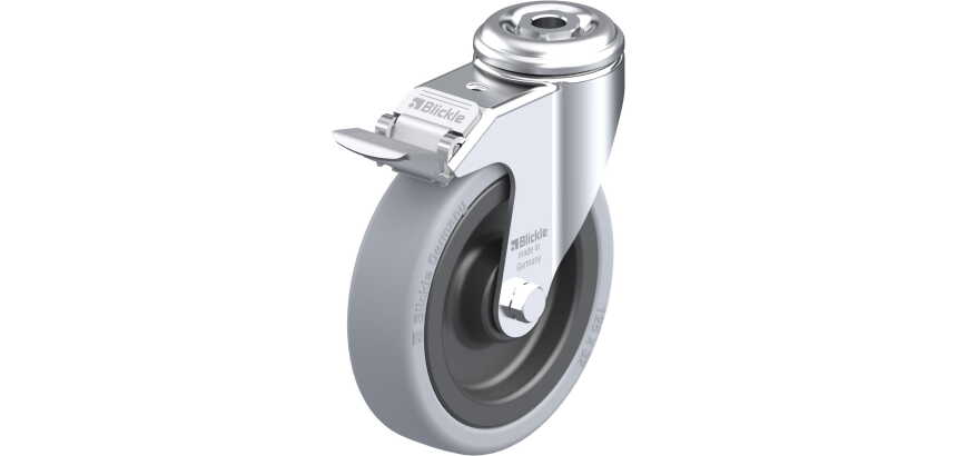 BLICKLE - Roulette pivotante à frein Ø 125mm bandage caoutchouc SBR 120kg - LKRA-VPA 126K-FI