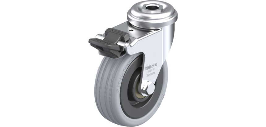 BLICKLE - Roulette pivotante à frein Ø 75mm bandage caoutchouc SBR 60kg - LRA-VPA 75K-FI