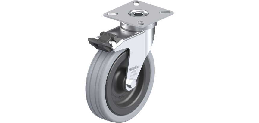 BLICKLE - Roulette pivotante à frein Ø 100mm bandage caoutchouc SBR 70kg - LPA-VPA 100G-FI