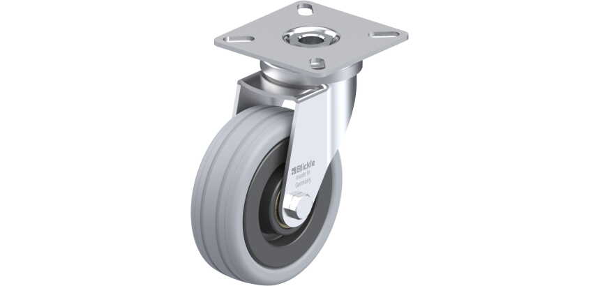 BLICKLE - Roulette pivotante Ø 75mm bandage caoutchouc SBR 60kg - LPA-VPA 75K