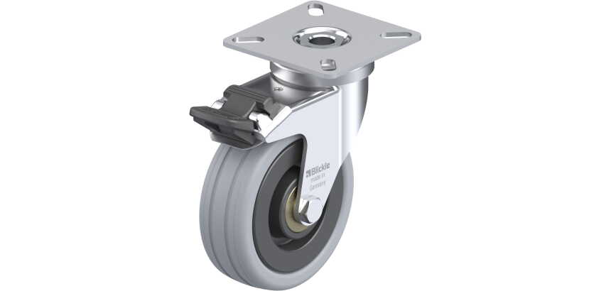 BLICKLE - Roulette pivotante à frein Ø 75mm bandage caoutchouc SBR 60kg - LPA-VPA 75K-FI