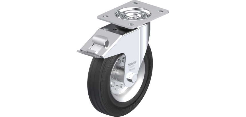BLICKLE - Roulette pivotante à frein Ø 200mm bandage caoutchouc SBR 205kg - LE-VE 200R-FI