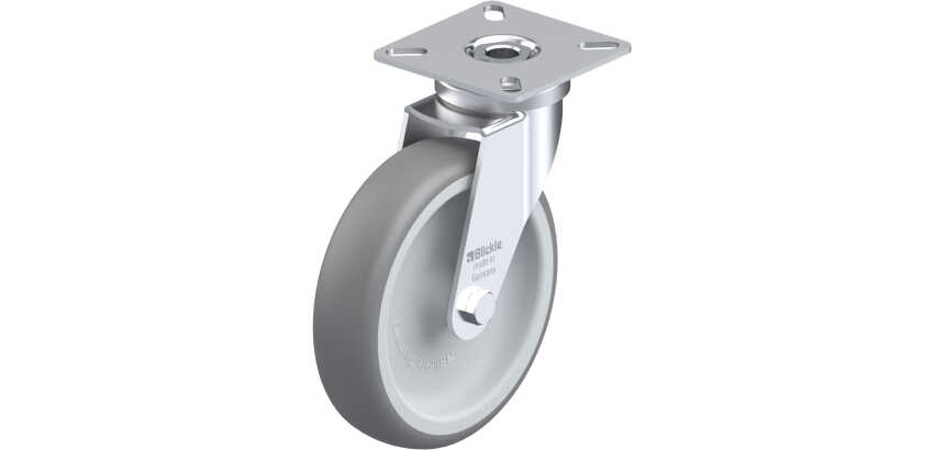 BLICKLE - Roulette pivotante Ø 100mm bandage caoutchouc TPE 70kg - LPA-TPA 100G