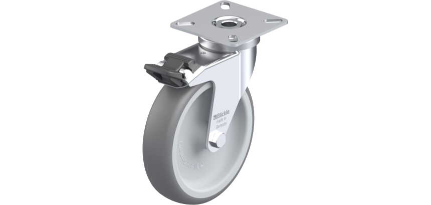 BLICKLE - Roulette pivotante à frein Ø 100mm bandage caoutchouc TPE 70kg - LPA-TPA 100G-FI