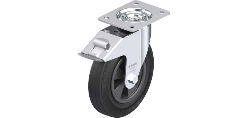 BLICKLE - Roulette pivotante à frein Ø 200mm bandage caoutchouc SBR 205kg - LE-VPP 200G-FI