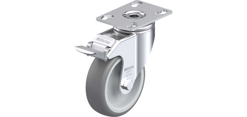 BLICKLE - Roulette pivotante à frein Ø 100mm bandage caoutchouc TPE 110kg - LKPA-TPA 101G-FI