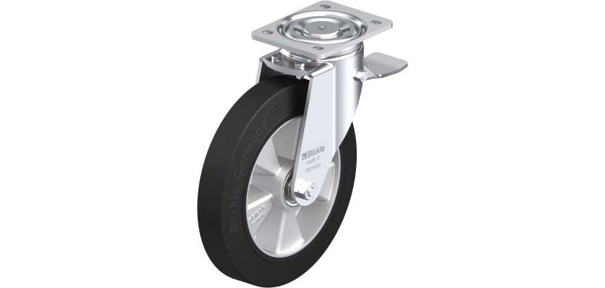BLICKLE - Roulette pivotante à frein Ø 250mm bandage caoutchouc NR 650kg - LH-ALEV 250K-ST