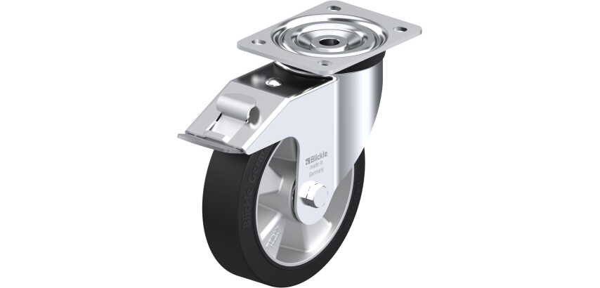 BLICKLE - Roulette pivotante à frein Ø 180mm bandage caoutchouc NR 400kg - L-ALEV 180K-FI