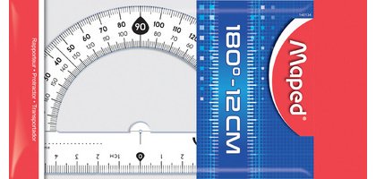 Rapporteur 180 degrés, 120 mm, en plastique
