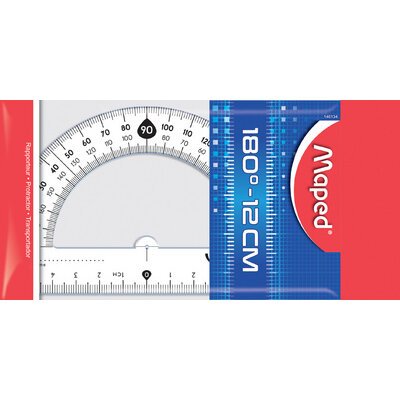 Rapporteur 180 degrés, 120 mm, en plastique