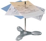 Pique-notes lesté, socle et épingle en métal, argent