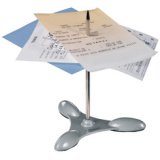 Pique-notes lesté, socle et épingle en métal, argent