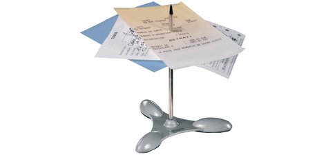 Pique-notes lesté, socle et épingle en métal, argent