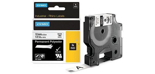 DYMO RHINO Etiquette industrielle en polyester noir/blanc